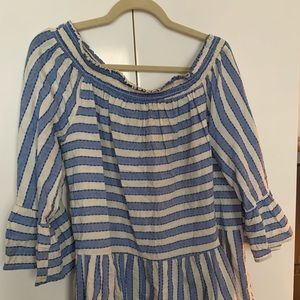 Striped off the shoulder top with bell sleeves